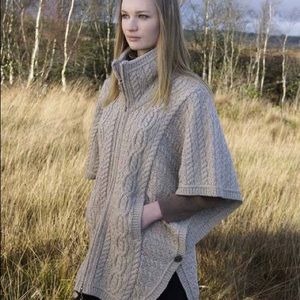 Aran crafts funnel neck jacket